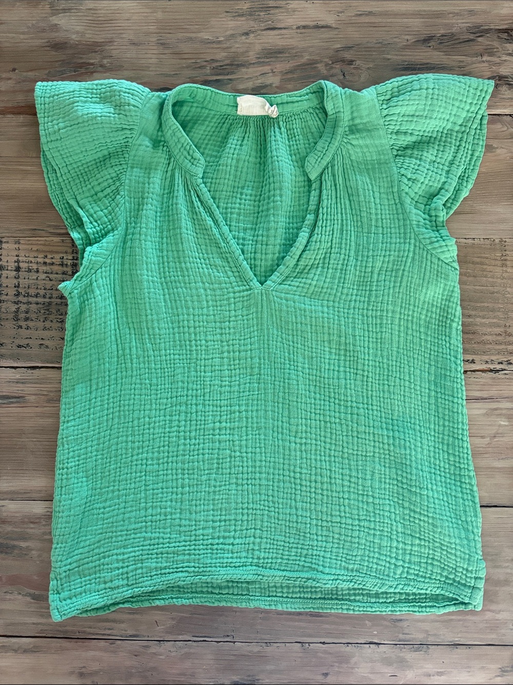 Nation LTD Bright Green V-Neck Flutter Sleeve Top